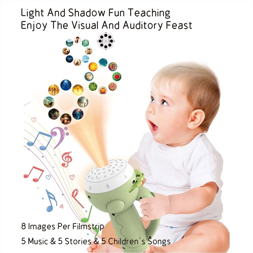 Kids Story Projector Flashlight With Audio Playback – Educational Bedtime Toy For Toddlers And Children